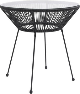 vidaXL - Tuintafel - Ø70x74 - cm - rattan - en - glas - zwart