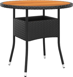 vidaXL - Tuintafel - Ø80x75 - cm - acaciahout - en - poly - rattan - zwart