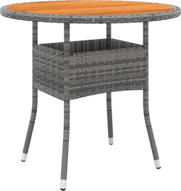 vidaXL - Tuintafel - Ø80x75 - cm - acaciahout - en - poly - rattan - grijs