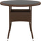 vidaXL - Tuintafel - Ø80x75 - cm - gehard - glas - en - poly - rattan - bruin