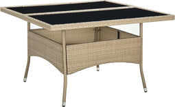 vidaXL - Tuintafel - poly - rattan - en - glas - beige