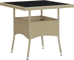 vidaXL - Tuintafel - poly - rattan - en - glas - beige