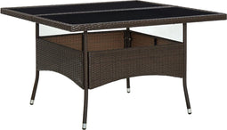 vidaXL - Tuintafel - poly - rattan - en - glas - bruin