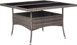 vidaXL - Tuintafel - poly - rattan - en - glas - grijs