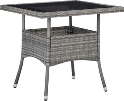 vidaXL - Tuintafel - poly - rattan - en - glas - grijs