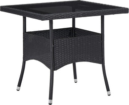 vidaXL - Tuintafel - poly - rattan - en - glas - zwart