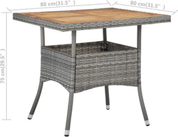vidaXL - Tuintafel - poly - rattan - en - massief - acaciahout - grijs