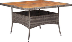 vidaXL - Tuintafel - poly - rattan - en - massief - acaciahout - grijs