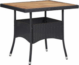 vidaXL - Tuintafel - poly - rattan - en - massief - acaciahout - zwart