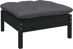 vidaXL - Tuinvoetenbank - met - antracietkleurig - kussen - grenenhout - wit