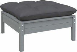 vidaXL - Tuinvoetenbank - met - antracietkleurig - kussen - grenenhout - grijs