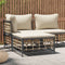 vidaXL - Tuinvoetenbank - met - beige - kussen - poly - rattan
