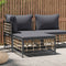 vidaXL - Tuinvoetenbank - met - donkergrijs - kussen - poly - rattan