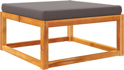 vidaXL - Tuinvoetenbank - met - kussen - 65x65x29 - massief - acaciahout