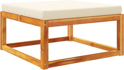 vidaXL - Tuinvoetenbank - met - kussen - 65x65x29 - massief - acaciahout