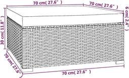 vidaXL - Tuinvoetenbank - met - kussen - 70x70x30 - cm - poly - rattan - bruin