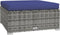 vidaXL - Tuinvoetenbank - met - kussen - 70x70x30 - cm - poly - rattan - grijs