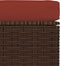 vidaXL - Tuinvoetenbank - met - kussen - 70x70x30 - cm - poly - rattan - bruin