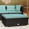 vidaXL - Tuinvoetenbank - met - kussen - 70x70x30 - cm - poly - rattan - zwart