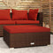 vidaXL - Tuinvoetenbank - met - kussen - 70x70x30 - cm - poly - rattan - bruin