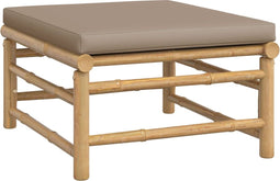vidaXL - Tuinvoetenbank - met - kussen - bamboe - taupe