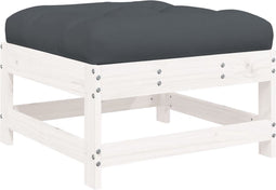 vidaXL - Tuinvoetenbank - met - kussen - massief - grenenhout - wit