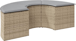 vidaXL - Tuinvoetenbank - met - kussen - poly - rattan - beige