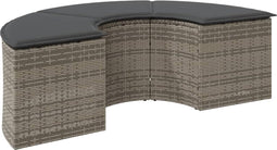 vidaXL - Tuinvoetenbank - met - kussen - poly - rattan - grijs