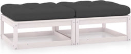 vidaXL - Tuinvoetenbanken - 2 - st - met - kussens - massief - grenenhout - wit