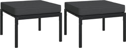 vidaXL - Tuinvoetenbanken - met - grijze - kussens - 2 - st - 60x60x35 - cm - staal