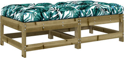 vidaXL - Tuinvoetenbanken - met - kussens - 2 - st - geïmpregneerd - grenenhout