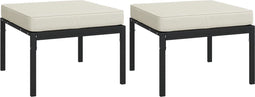 vidaXL - Tuinvoetenbanken - met - zandkleur - kussens - 2 - st - 60x60x35 - cm - staal