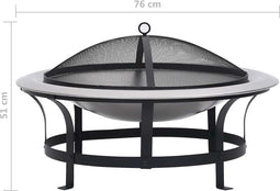 vidaXL - Tuinvuurplaats - met - grill - 76 - cm - roestvrij - staal