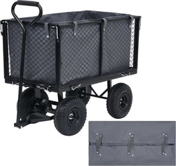 vidaXL - Tuinwagenvoering - 81x41x40 - cm - stof - donkergrijs