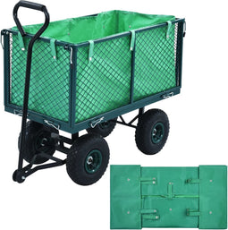 vidaXL - Tuinwagenvoering - stof - groen