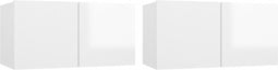 vidaXL - TV-hangkasten - 2 - st - 60x30x30 - cm - hoogglans - wit