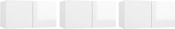vidaXL - TV-hangkasten - 3 - st - 60x30x30 - cm - hoogglans - wit
