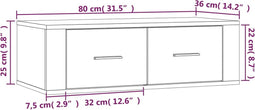 vidaXL - Tv-hangmeubel - 80x36x25 - cm - bewerkt - hout - wit