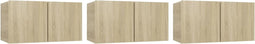 vidaXL - Tv-hangmeubelen - 3 - st - 60x30x30 - cm - sonoma - eikenkleurig