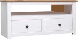vidaXL - Tv-hoekkast - Panama - Range - 93x49x49 - cm - massief - grenenhout - wit