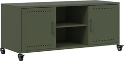 vidaXL - Tv-meubel - 100,5x39x43,5 - cm - staal - olijfgroen