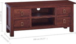 vidaXL - Tv-meubel - 100x30x45 - cm - massief - mahoniehout - klassiek - bruin