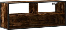 vidaXL - Tv-meubel - 100x31x39,5 - cm - bewerkt - hout - metaal - gerookt - eikenkleur