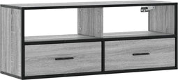 vidaXL - Tv-meubel - 100x31x39,5 - cm - bewerkt - hout - metaal - grijs - sonoma - eiken