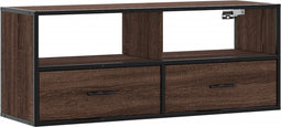 vidaXL - Tv-meubel - 100x31x39,5 - cm - bewerkt - hout - metaal - bruin - eikenkleurig