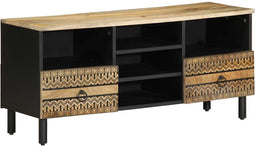 vidaXL - Tv-meubel - 100x33,5x46 - cm - massief - ruw - mangohout - zwart