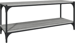 vidaXL - Tv-meubel - 100x33x41 - cm - bewerkt - hout - en - staal - grijs - sonoma - eiken