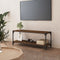 vidaXL - Tv-meubel - 100x33x41 - cm - bewerkt - hout - en - staal - bruin - eikenkleur