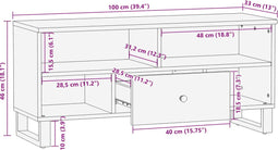 vidaXL - Tv-meubel - 100x33x46 - cm - massief - hout - gerecycled - en - bewerkt - hout