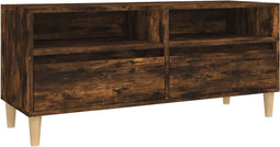 vidaXL - Tv-meubel - 100x34,5x44,5 - cm - bewerkt - hout - gerookt - eikenkleurig